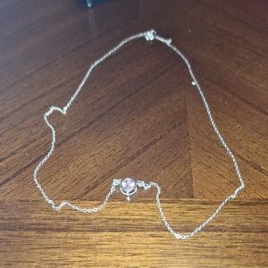 Elegant Silver Necklace with Pink Gemstone